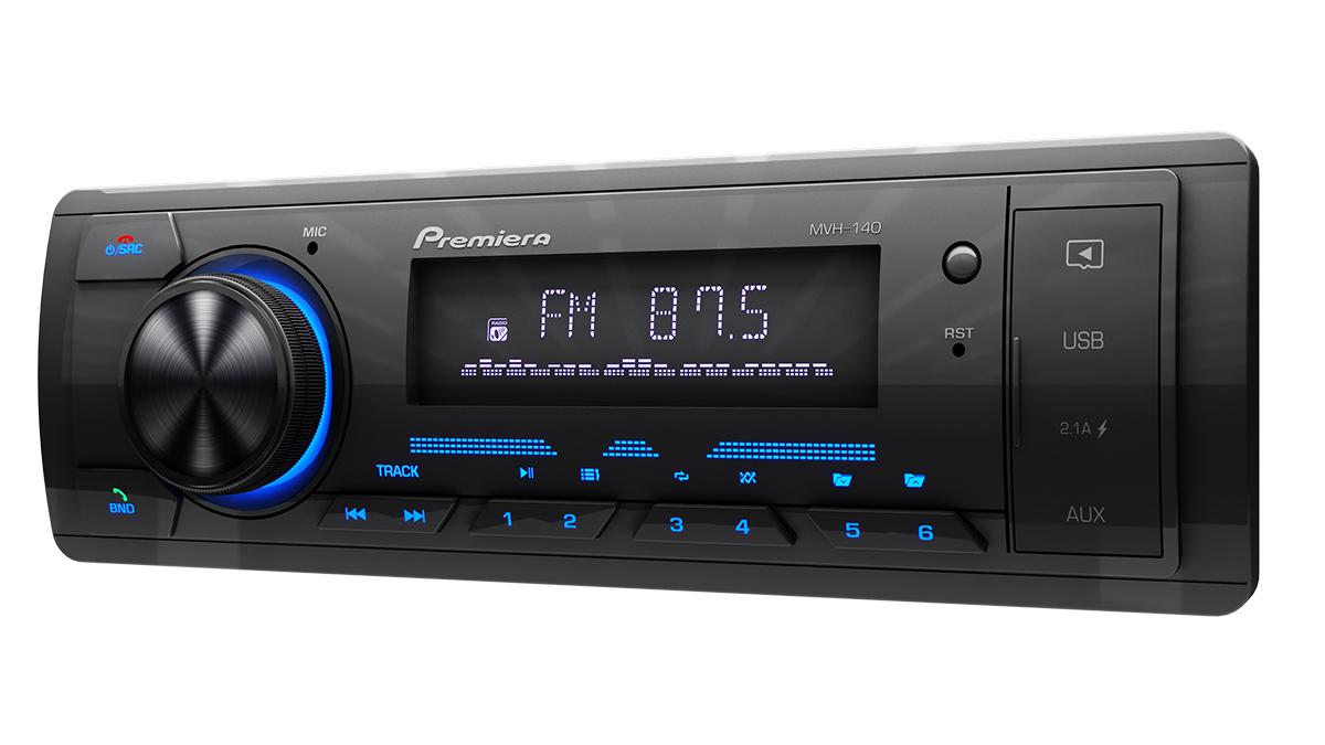 Premiera MVH 140 FM\USB\BT ресивер с синей подсветкой