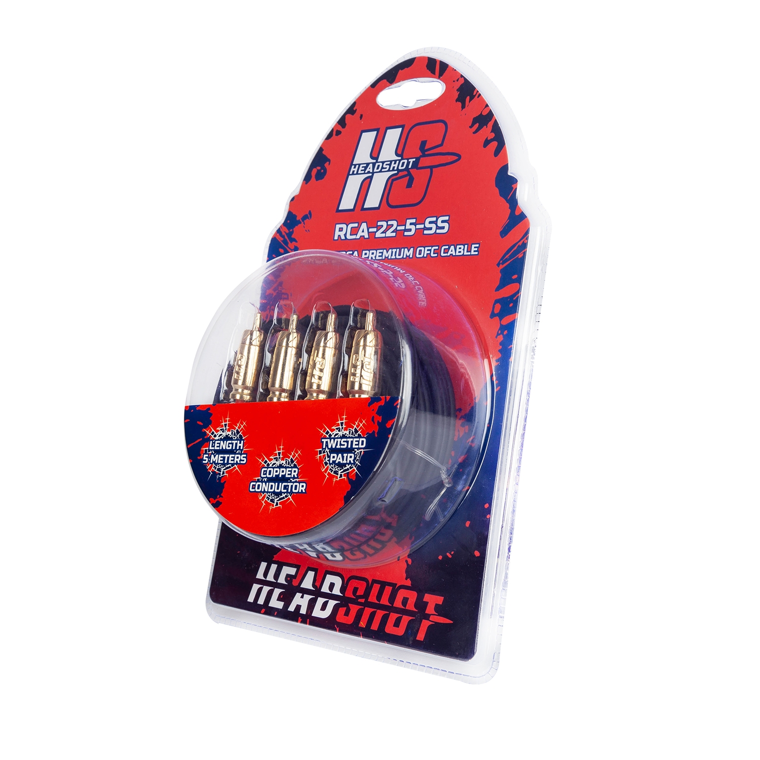 Межблочный 2RCA-2RCA RCA-22-5-SS  кабель с тройной изоляцией, медный проводник, прямые коннекторы