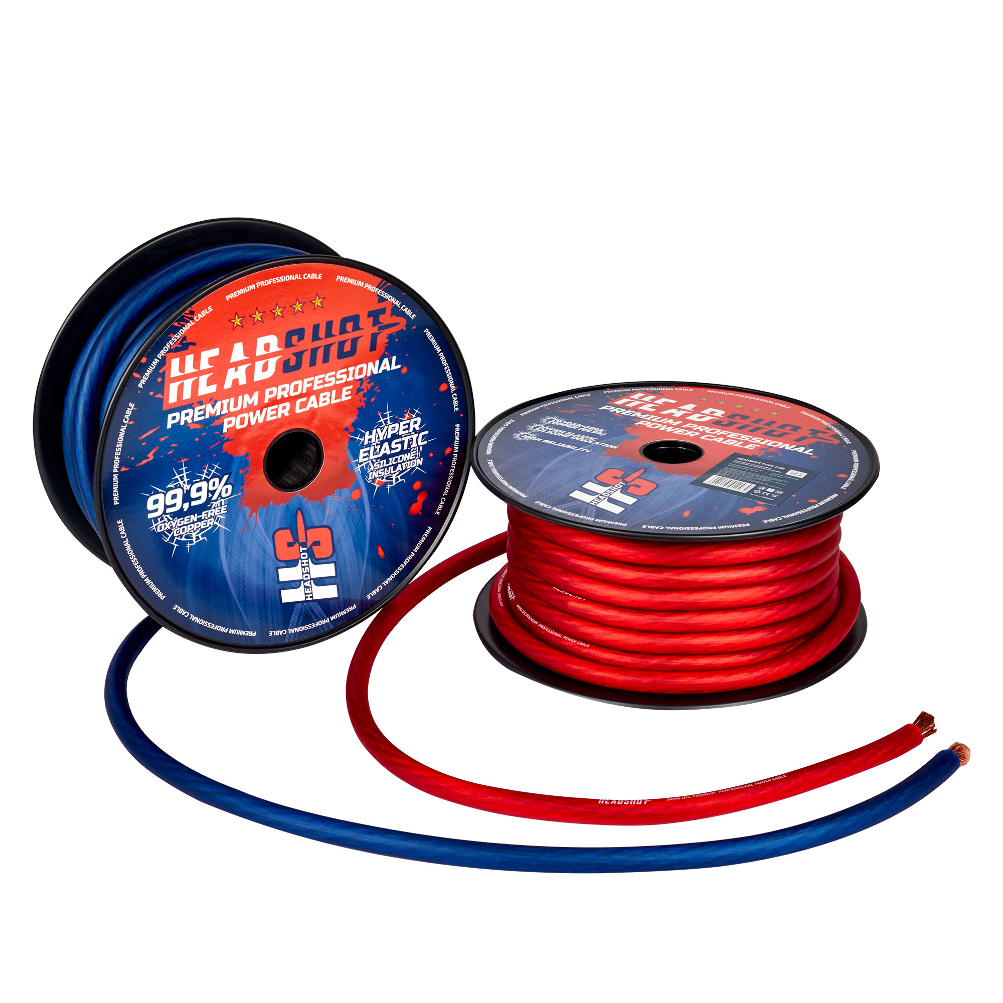 Силовой медный одножильный кабель HEADSHOT POFC 215R (2Ga, бухта 15м)